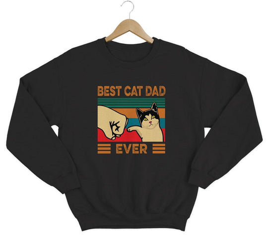 Best Cat Dad Sweatshirt Sweatshirt LulaMeow Black S 