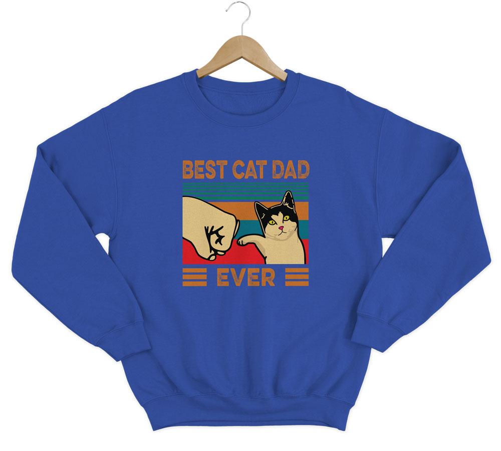 Best Cat Dad Sweatshirt Sweatshirt LulaMeow Blue S 