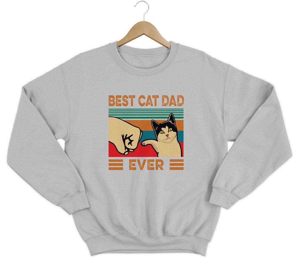 Best Cat Dad Sweatshirt Sweatshirt LulaMeow Grey S 