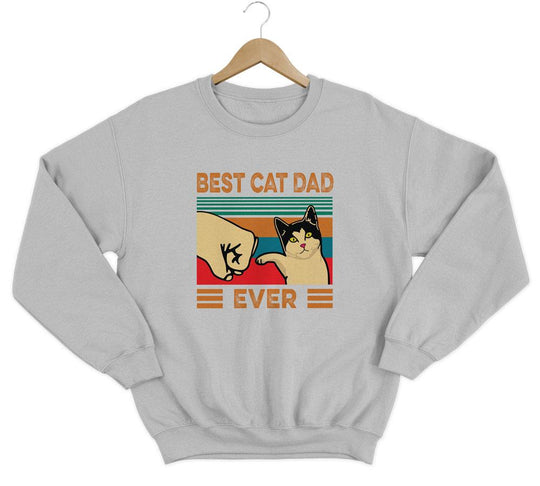 Best Cat Dad Sweatshirt Sweatshirt LulaMeow Grey S 