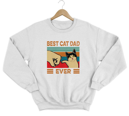 Best Cat Dad Sweatshirt Sweatshirt LulaMeow White S 