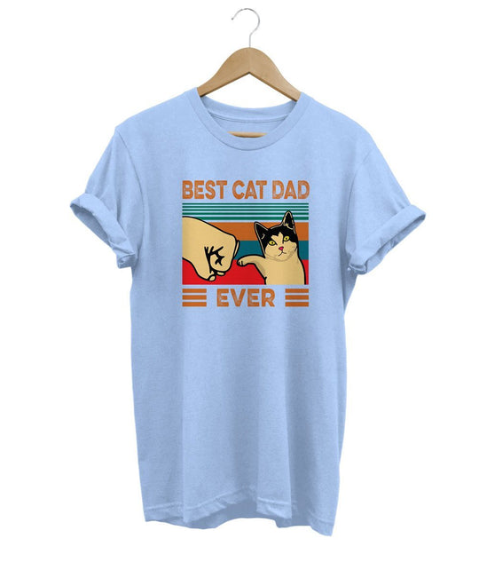 Best Cat Dad T-Shirt LulaMeow Light Blue S 