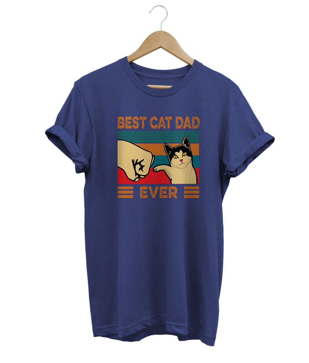 Best Cat Dad T-Shirt LulaMeow Navy S 