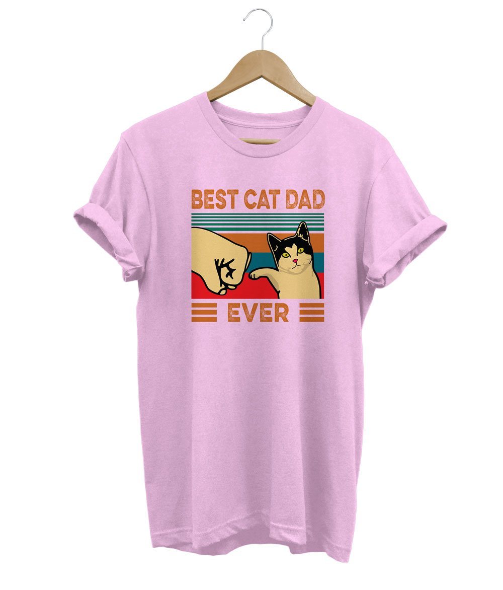 Best Cat Dad T-Shirt LulaMeow Pink S 