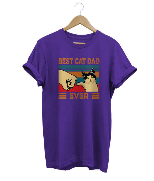 Best Cat Dad T-Shirt LulaMeow Purple S 