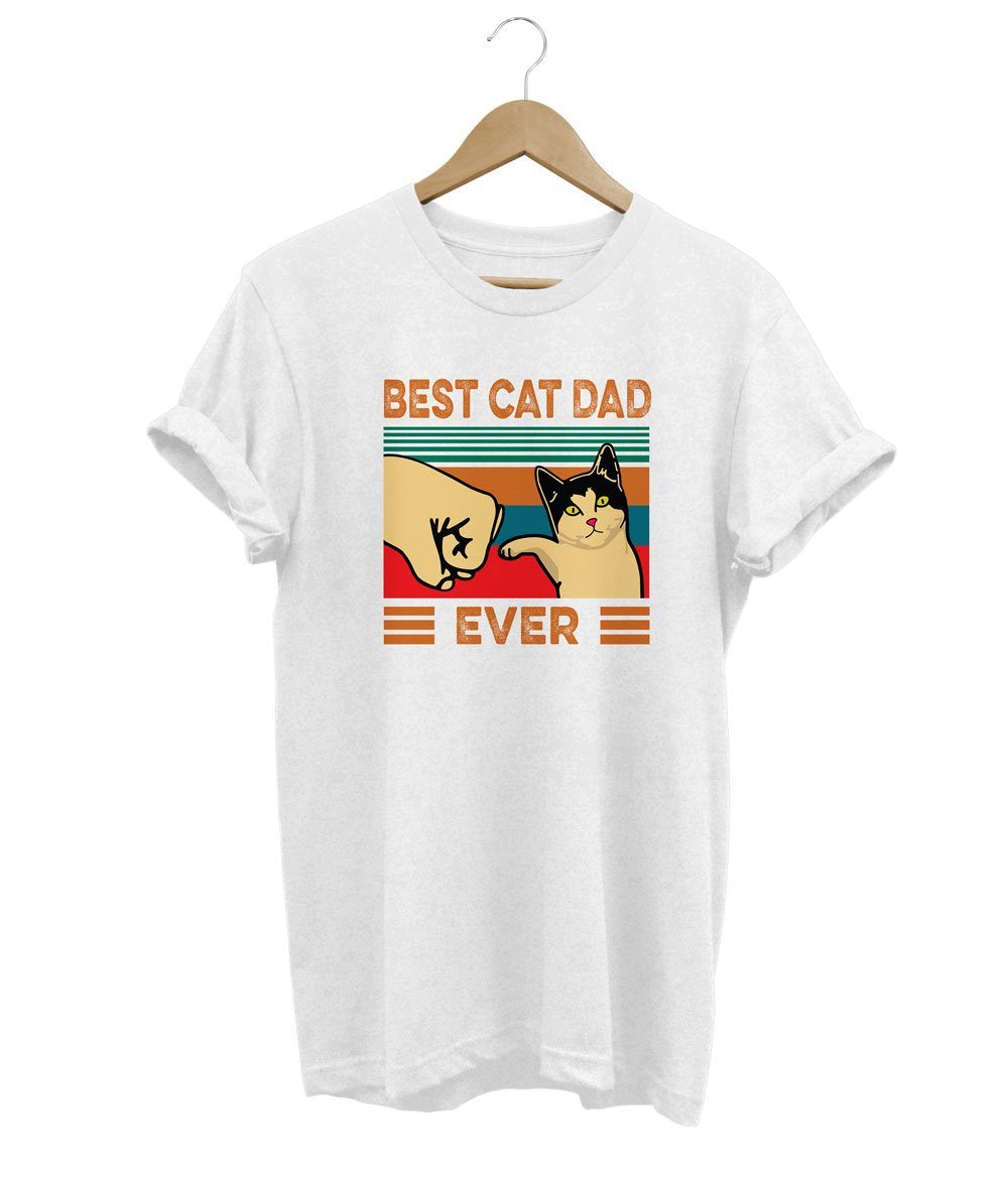 Best Cat Dad T-Shirt LulaMeow White S 