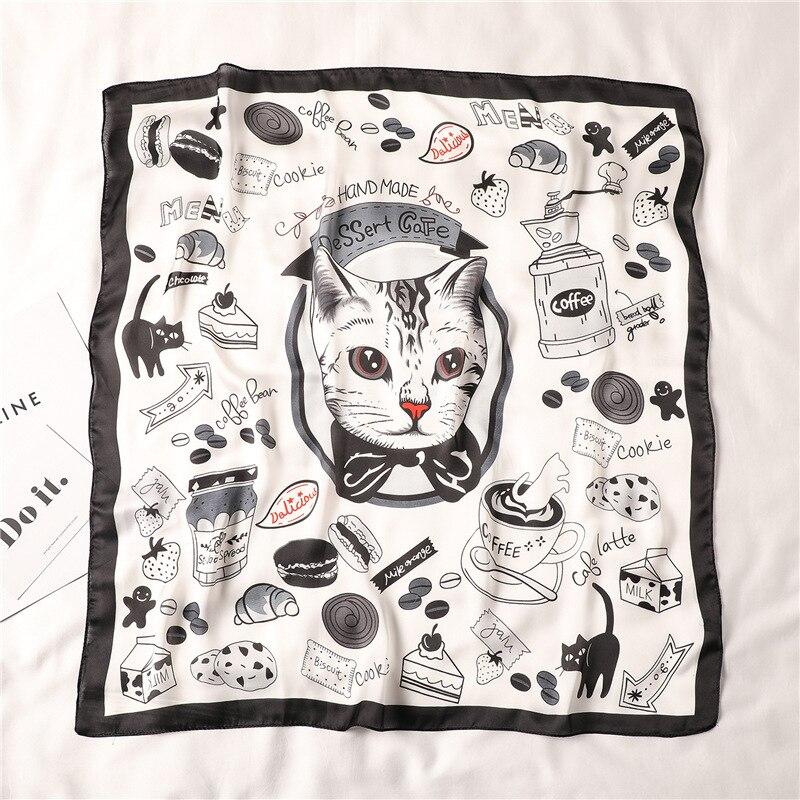 Bow Tie Cat Silk Scarf Scarf LulaMeow One Size Black 