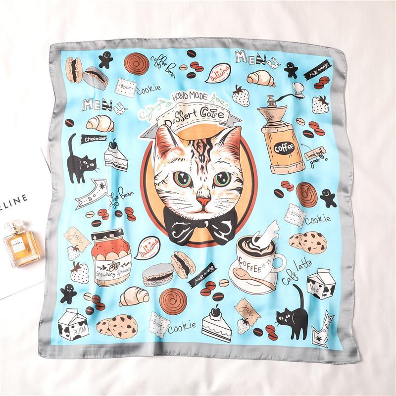 Bow Tie Cat Silk Scarf Scarf LulaMeow One Size SkyBlue 