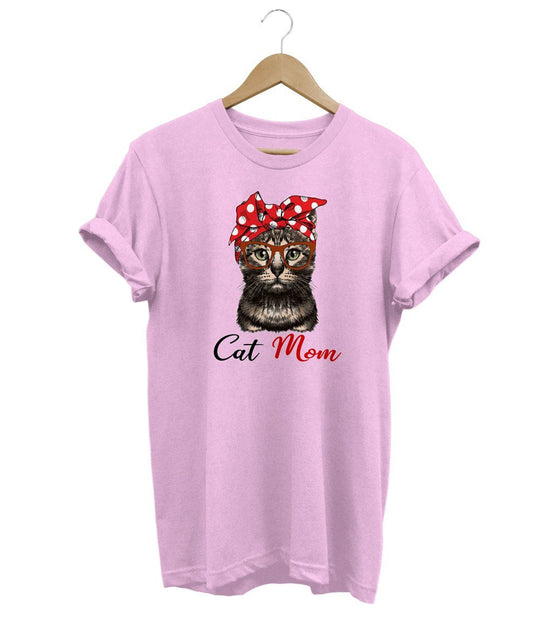 Cat Mom T-Shirt LulaMeow Pink S 