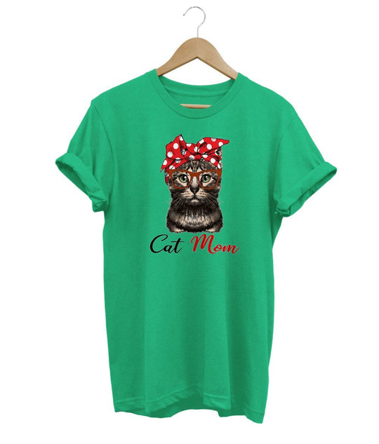 Cat Mom T-Shirt LulaMeow SeaGreen S 