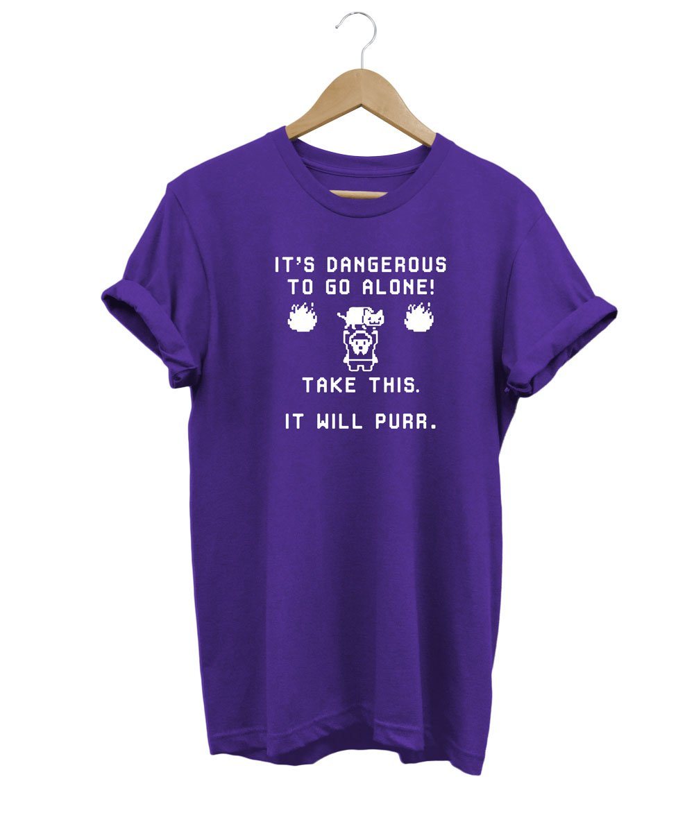 It's Dangerous to Go Alone T-Shirt LulaMeow Purple S 