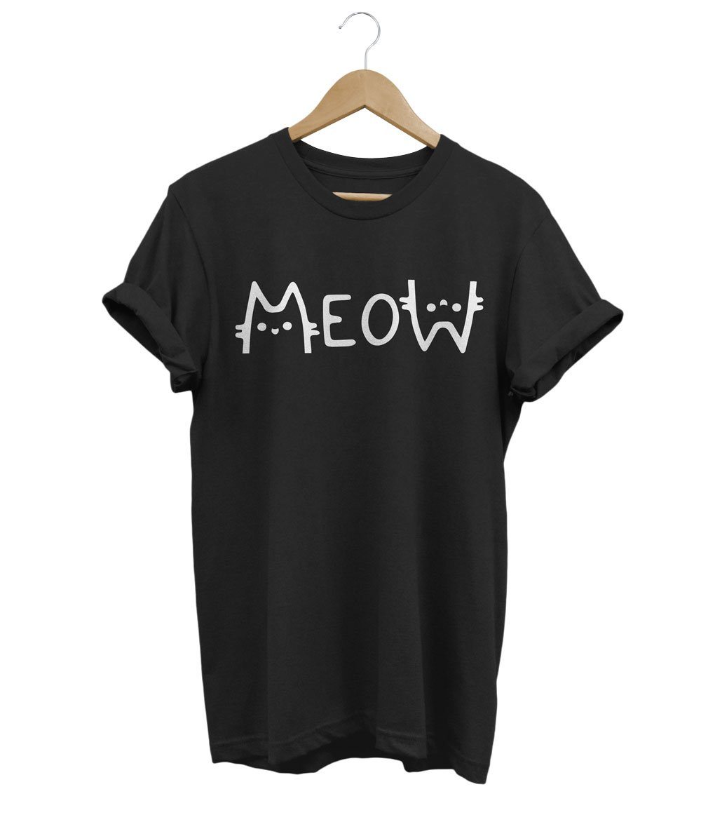 Meow Cat T-Shirt LulaMeow Black S 