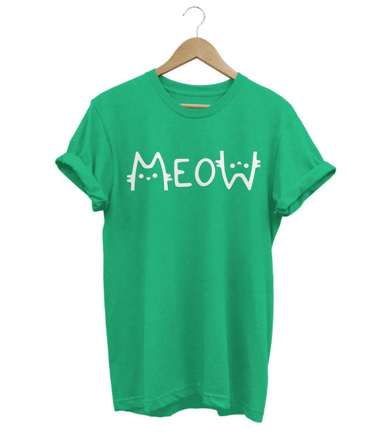 Meow Cat T-Shirt LulaMeow Green S 