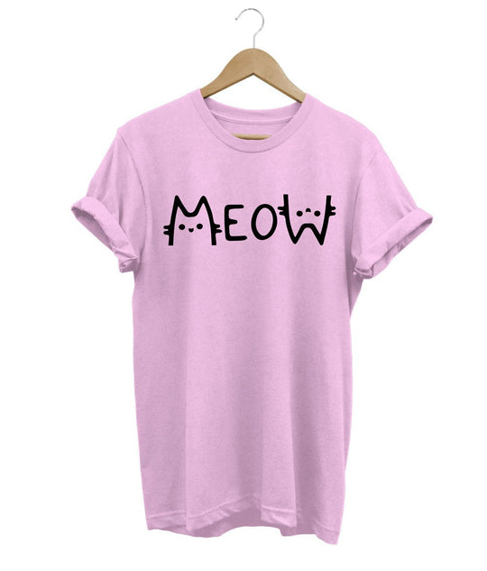 Meow Cat T-Shirt LulaMeow Pink S 