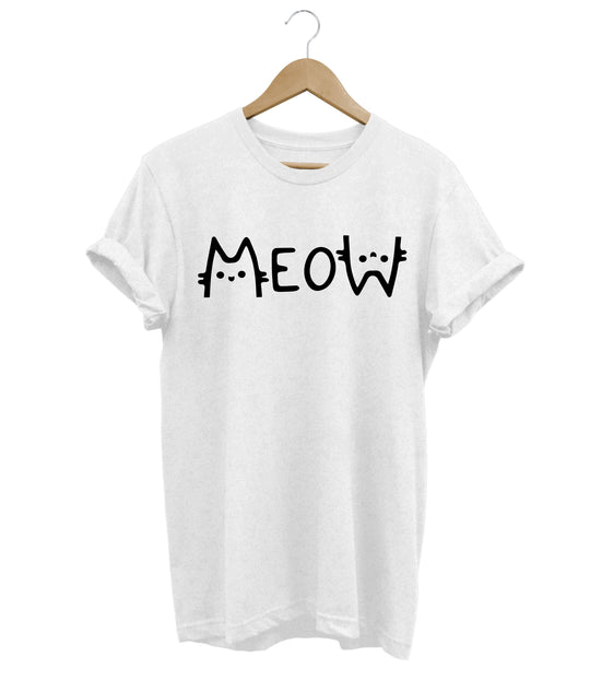 Meow Cat T-Shirt LulaMeow White S 