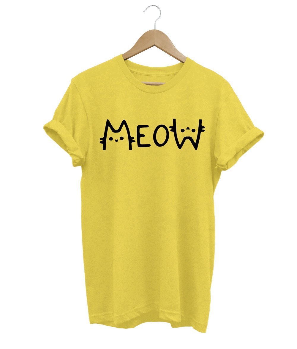 Meow Cat T-Shirt LulaMeow Yellow S 