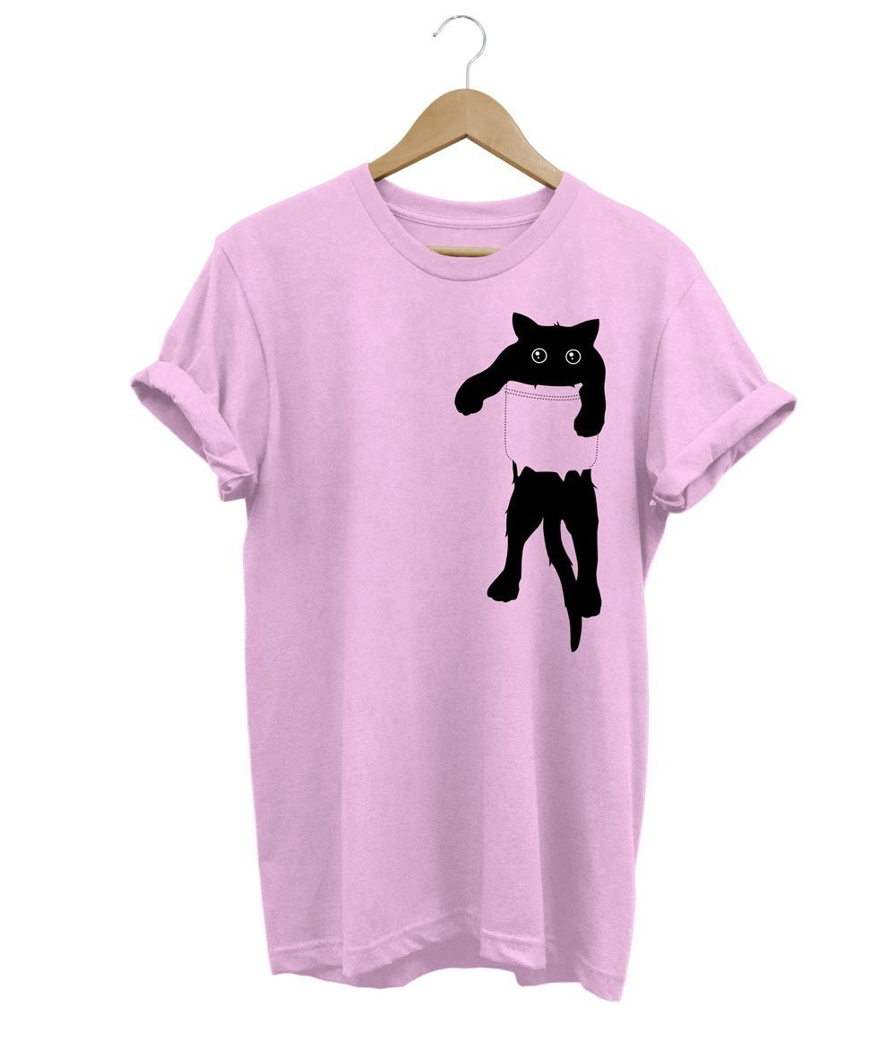 Pocket Cat, Shirt with Cat, Funny Cat Shirts, Cute Cat Shirts, T shirts for Cat Lovers