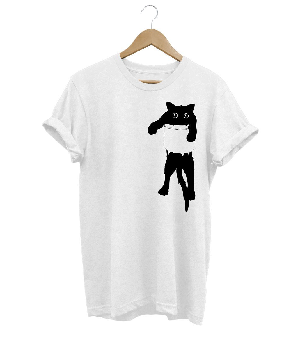 Pocket Cat, Shirt with Cat, Funny Cat Shirts, Cute Cat Shirts, T shirts for Cat Lovers