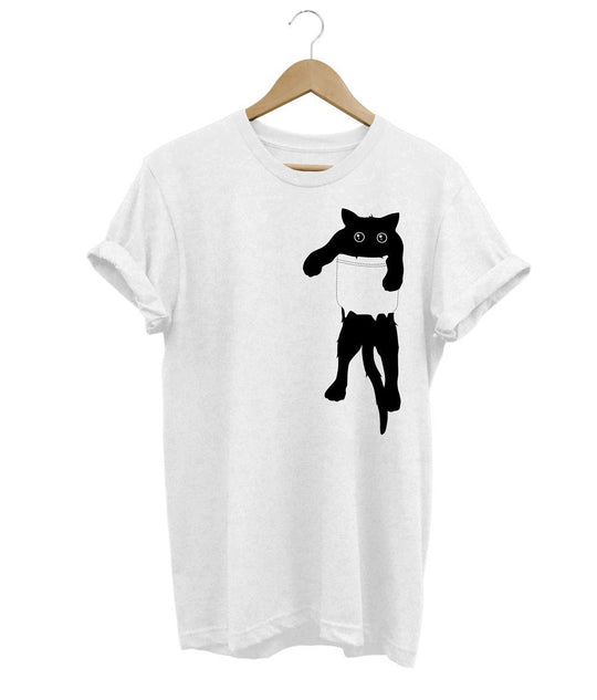 Pocket Cat, Shirt with Cat, Funny Cat Shirts, Cute Cat Shirts, T shirts for Cat Lovers