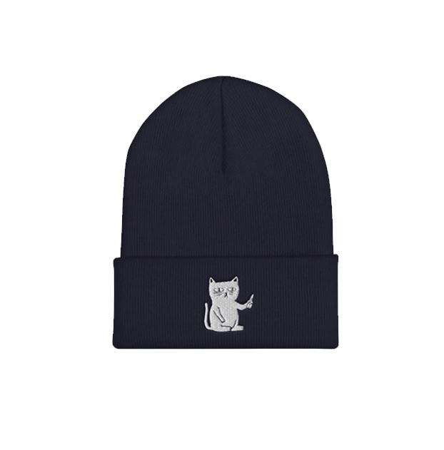 Serious Cat Beanie Beanie LulaMeow Navy 