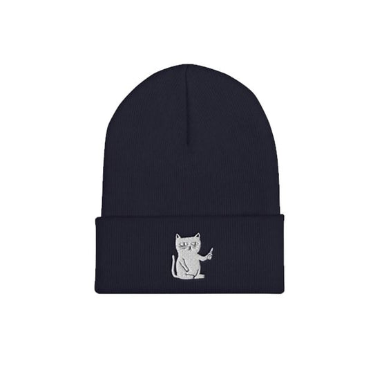 Serious Cat Beanie Beanie LulaMeow Navy 