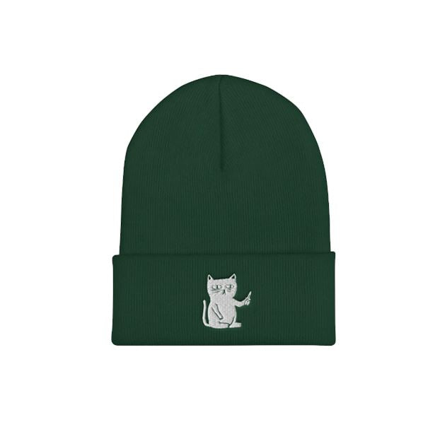 Serious Cat Beanie Beanie LulaMeow Spruce 