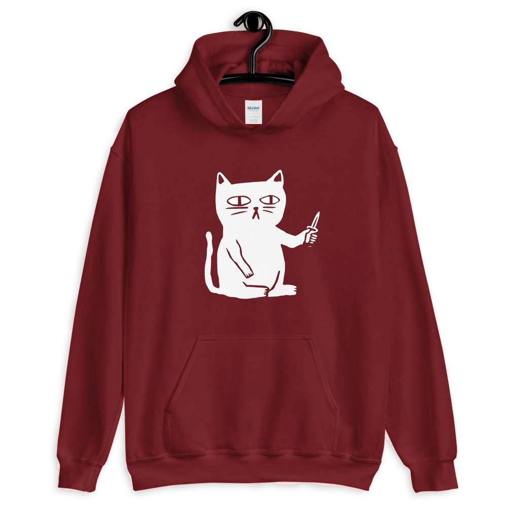 Serious Cat Hoodie Hoodie LulaMeow DarkRed S 