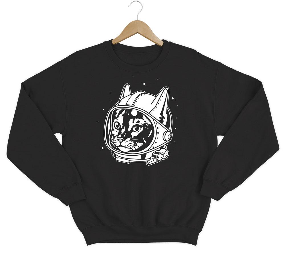 Space Cat Sweatshirt Sweatshirt LulaMeow Black S 