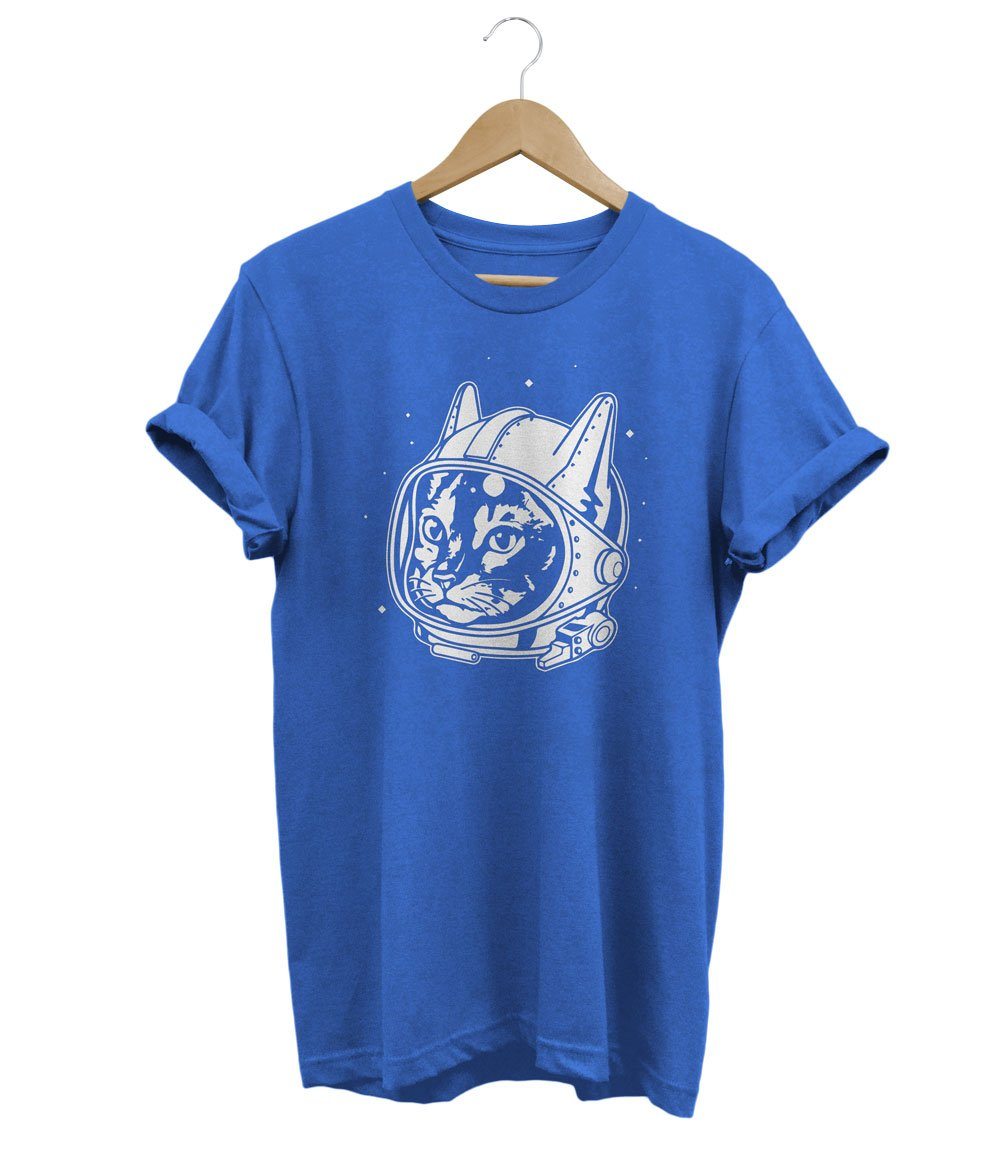 Space Cat T-Shirt LulaMeow Blue S 