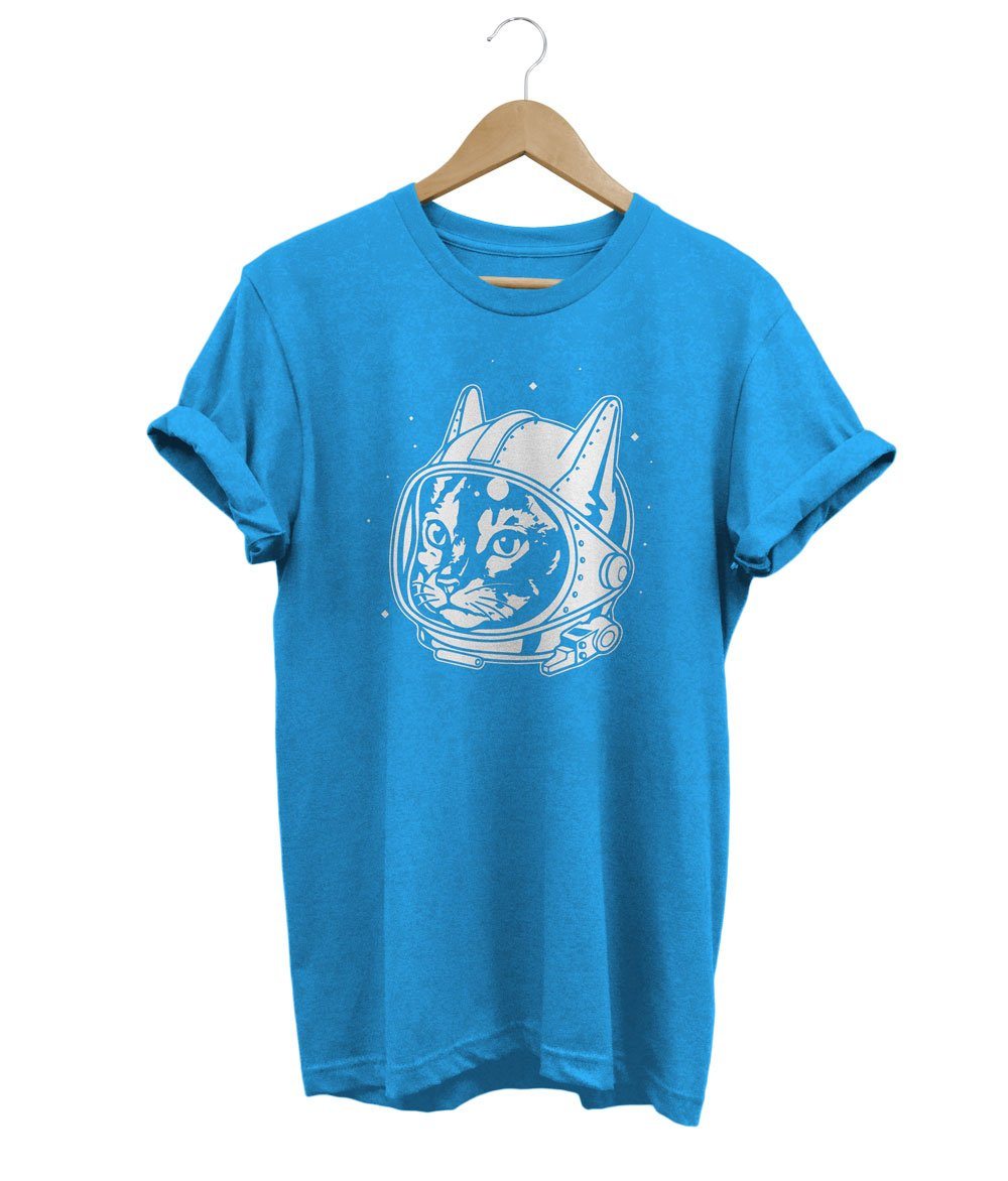 Space Cat T-Shirt LulaMeow Light Blue S 