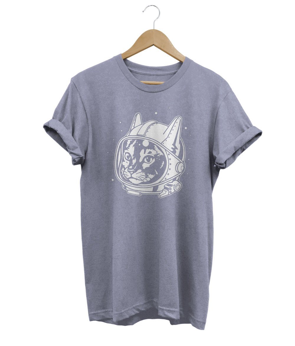 Space Cat T-Shirt LulaMeow Light Grey S 